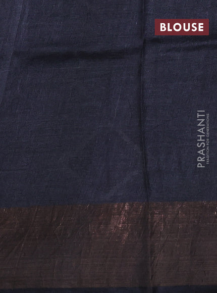 Pure tussar saree black with allover prints and zari woven border