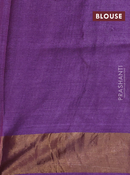 Pure tussar saree purple shade with allover prints and zari woven border
