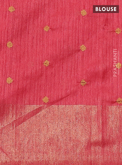 Matka tussar saree red with floral embroidery and zari woven border