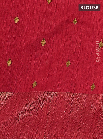 Matka tussar saree red with floral embroidery and zari woven border
