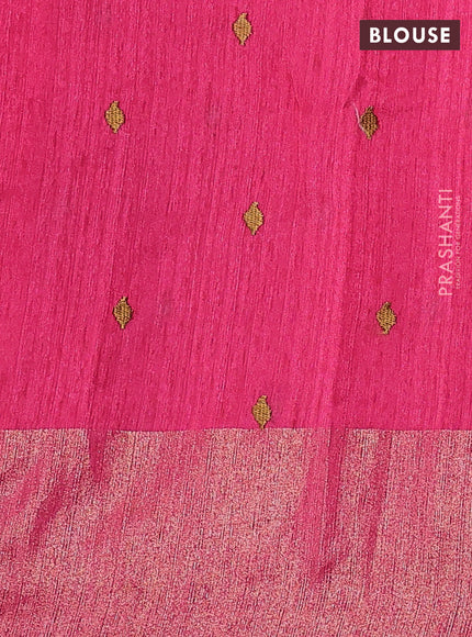 Matka tussar saree pink with floral embroidery and zari woven border