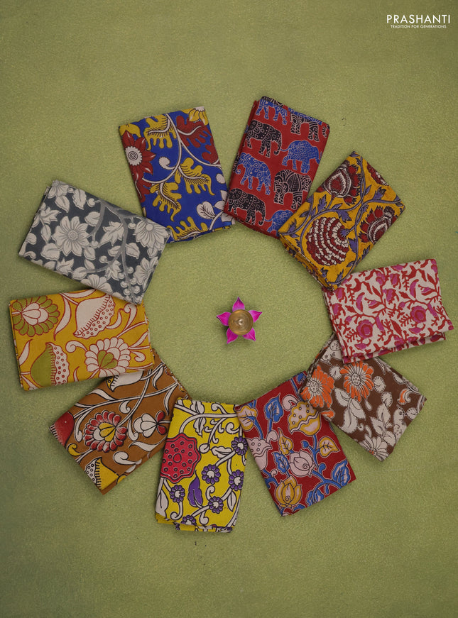 Kalamkari cotton blouse multi colour and multi design pack of 10