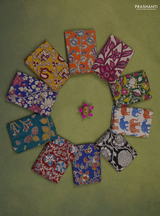 Kalamkari cotton blouse multi colour and multi design pack of 10