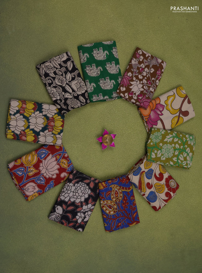 Kalamkari cotton blouse multi colour and multi design pack of 10