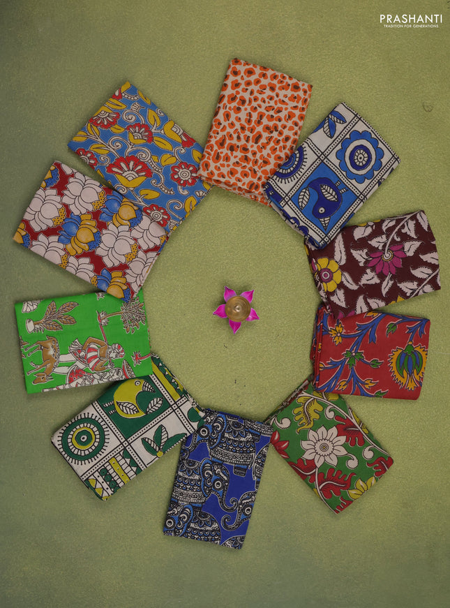 Kalamkari cotton blouse multi colour and multi design pack of 10
