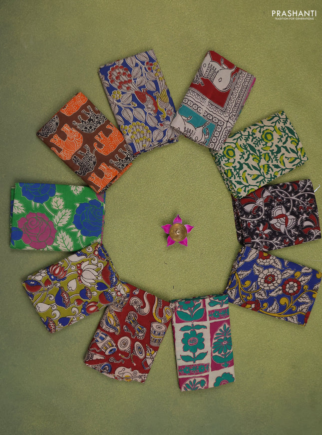Kalamkari cotton blouse multi colour and multi design pack of 10