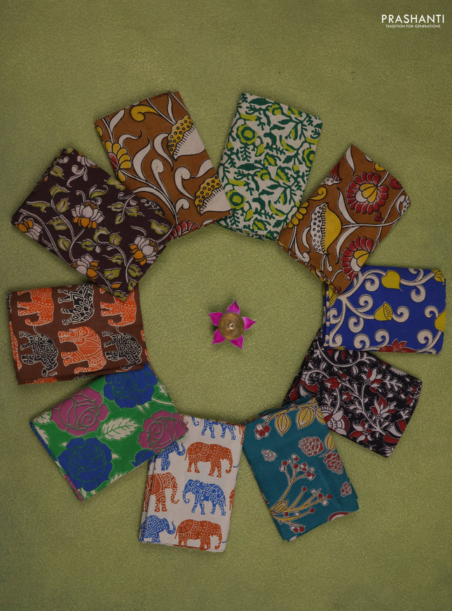 Kalamkari cotton blouse multi colour and multi design pack of 10