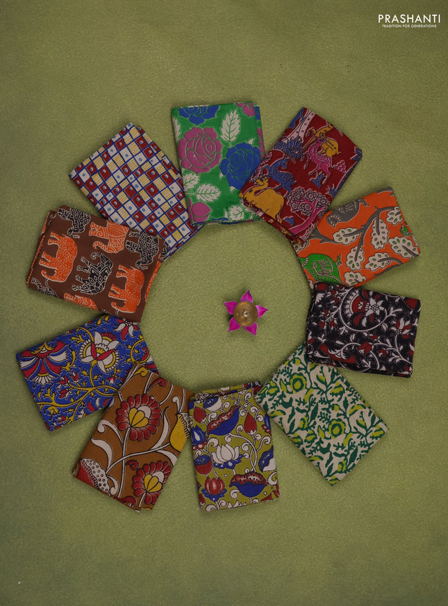 Kalamkari cotton blouse multi colour and multi design pack of 10