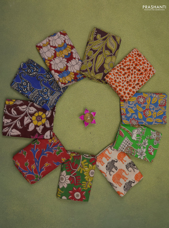 Kalamkari cotton blouse multi colour and multi design pack of 10