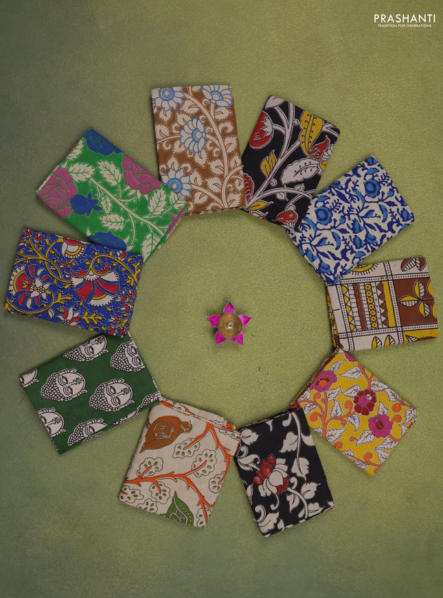 Kalamkari cotton blouse multi colour and multi design pack of 10