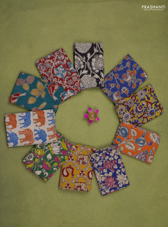 Kalamkari cotton blouse multi colour and multi design pack of 10