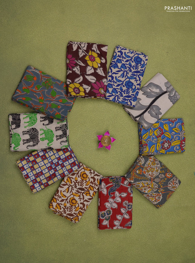 Kalamkari cotton blouse multi colour and multi design pack of 10