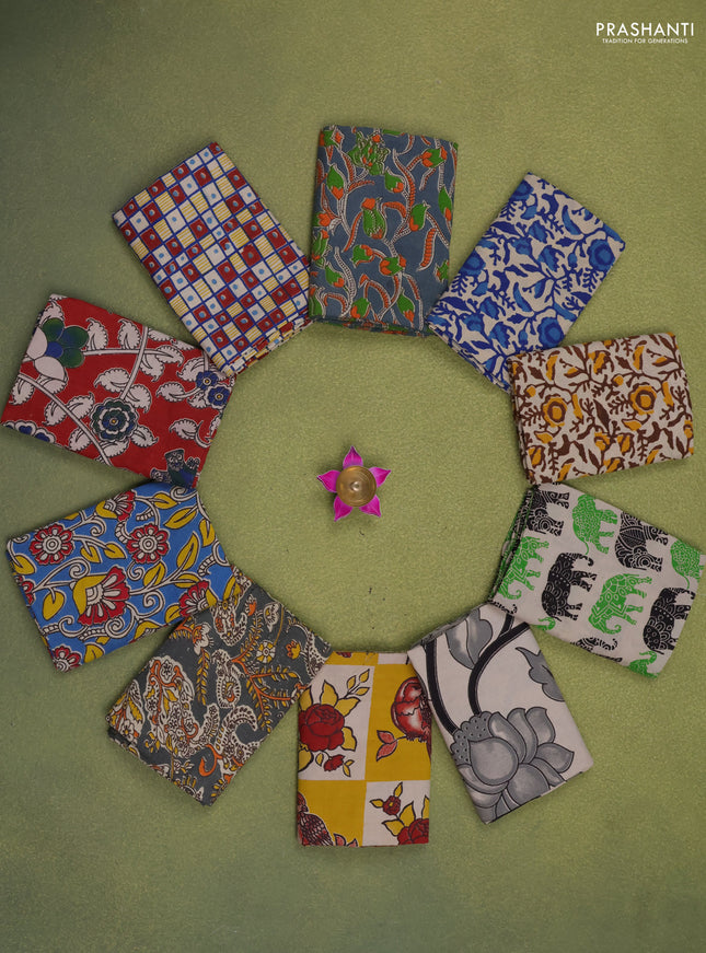 Kalamkari cotton blouse multi colour and multi design pack of 10