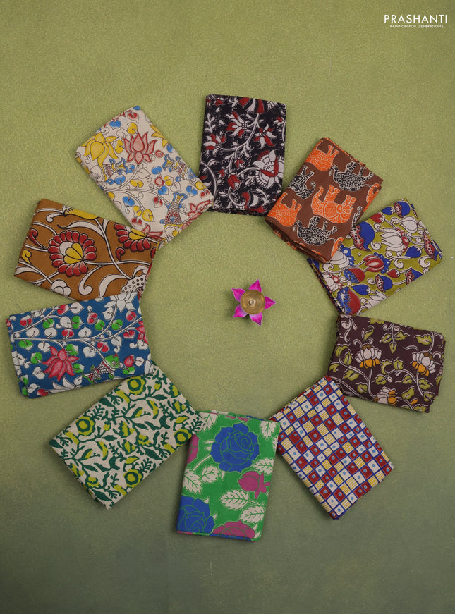 Kalamkari cotton blouse multi colour and multi design pack of 10