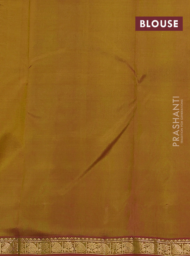 Pure kanchipuram silk saree lime yellow and dual shade of pink with zari woven buttas and zari woven border