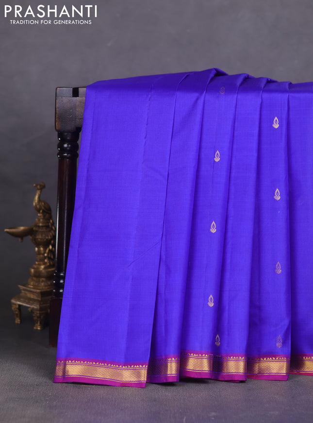 Pure kanchipuram silk saree violet and purple with zari woven buttas and zari woven border
