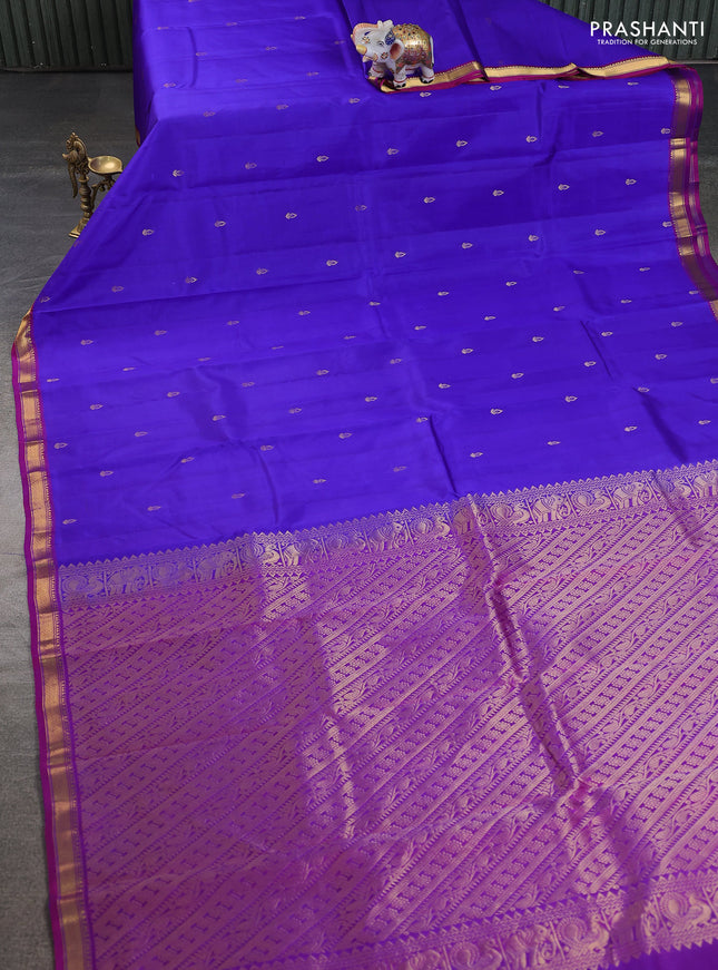 Pure kanchipuram silk saree violet and purple with zari woven buttas and zari woven border