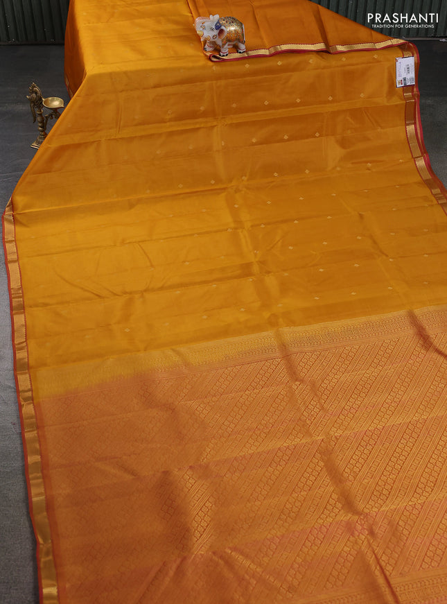 Pure kanchipuram silk saree mustard yellow and dual shade of pink with zari woven buttas and zari woven border