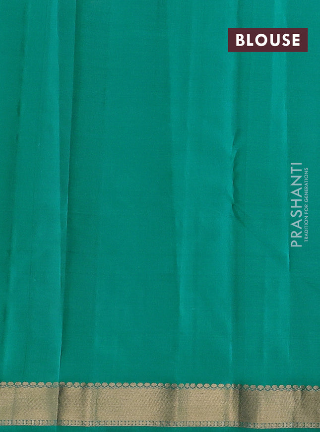 Pure kanchipuram silk saree deep maroon and teal green with allover zari woven buttas and rich zari woven border