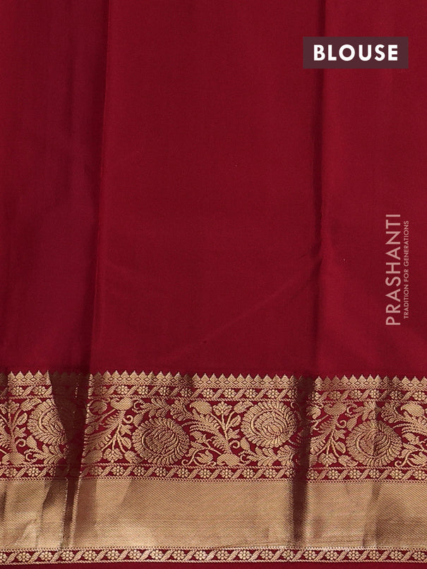 Pure kanchipuram silk saree blue and red with zari woven buttas and rich zari woven korvai border