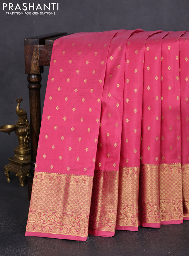 Pure kanchipuram silk saree pink with allover zari woven buttas and zari woven border