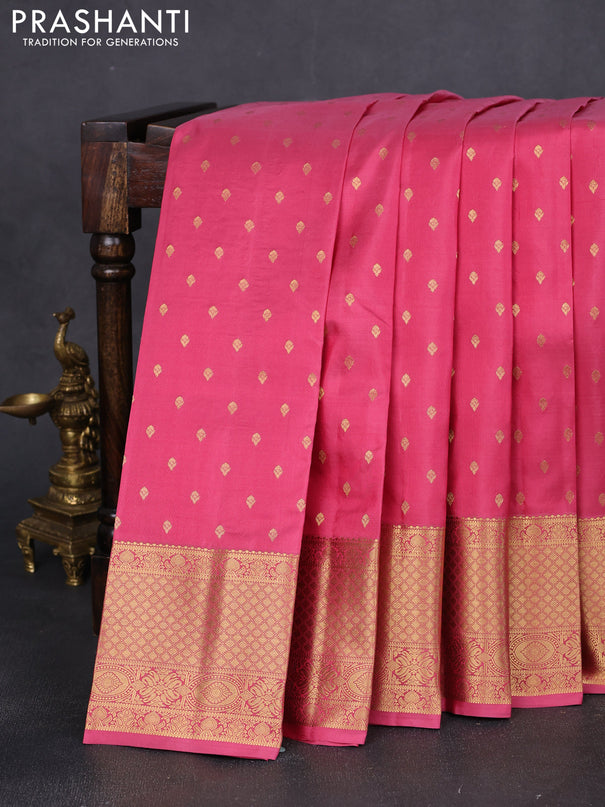 Pure kanchipuram silk saree pink with allover zari woven buttas and zari woven border