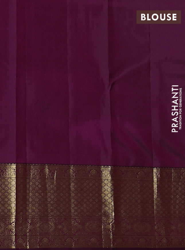 Pure kanchipuram silk saree wine shade with allover zari woven buttas and zari woven border