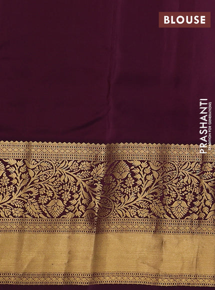 Pure kanchipuram silk saree teal blue and deep maroon with allover zari woven buttas and long zari woven border