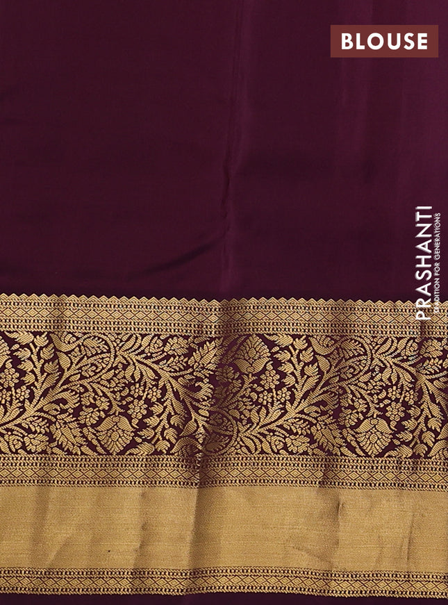 Pure kanchipuram silk saree teal blue and deep maroon with allover zari woven buttas and long zari woven border