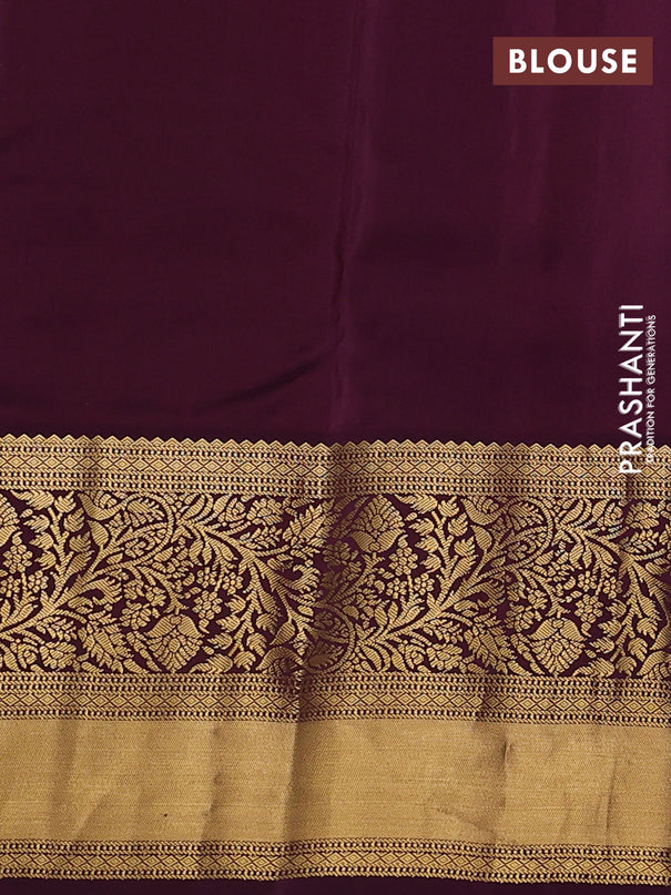 Pure kanchipuram silk saree teal blue and deep maroon with allover zari woven buttas and long zari woven border