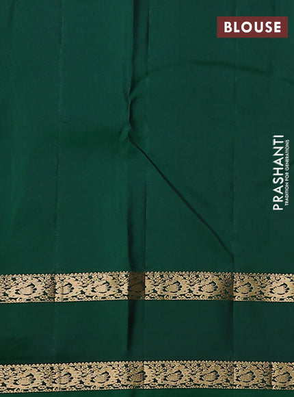 Pure kanchipuram silk saree teal blue and green with zari woven buttas and rettapet zari woven border