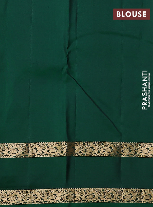 Pure kanchipuram silk saree teal blue and green with zari woven buttas and rettapet zari woven border