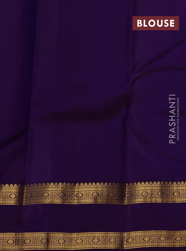 Pure kanchipuram silk saree dual shade of purple and deep purple with annam zari woven buttas and rettapet zari woven border