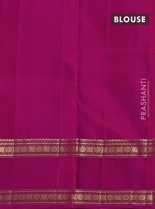 Pure kanchipuram silk saree sandal and pink with zari woven buttas and rettapet zari woven butta border