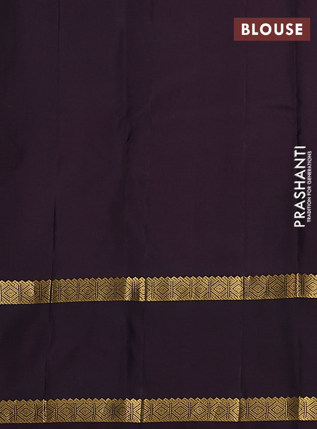 Pure kanchipuram silk saree pastel green and wine shade with allover checked pattern and rettapet zari woven border