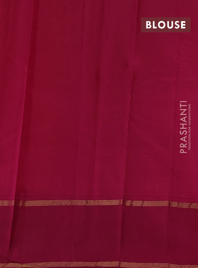 Pure kanchipuram silk saree dual shade of pink and deep maroon with zari woven buttas and rettapet zari woven border