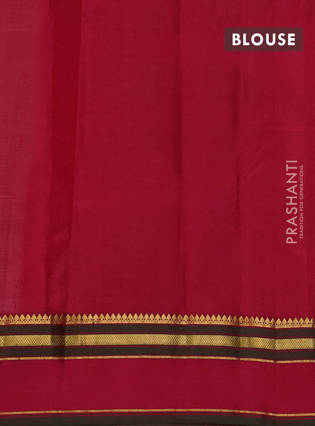 Pure kanchipuram silk saree beige and red with zari woven buttas and rettapet zari woven border