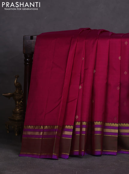 Pure kanchipuram silk saree pink and green with zari woven buttas and rettapet zari woven border