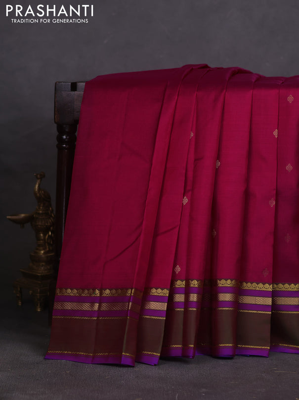 Pure kanchipuram silk saree pink and green with zari woven buttas and rettapet zari woven border