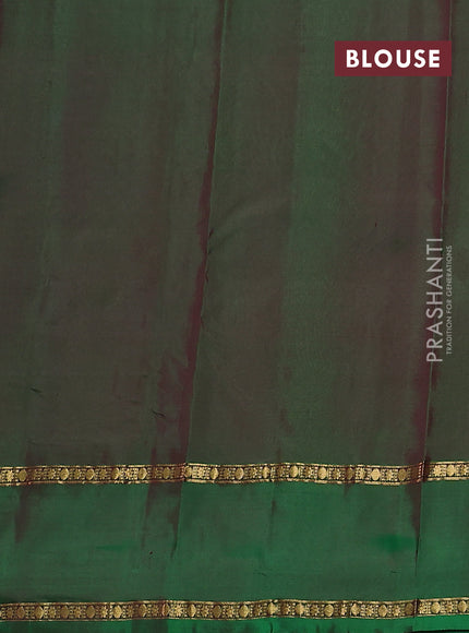 Pure kanchipuram silk saree purple and green with zari woven buttas and rettapet zari woven border