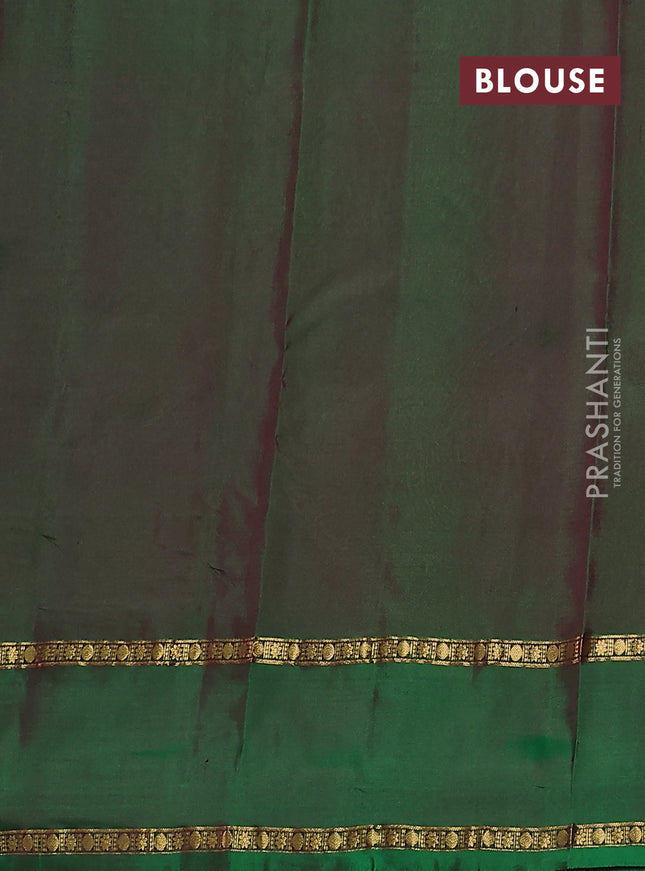 Pure kanchipuram silk saree purple and green with zari woven buttas and rettapet zari woven border