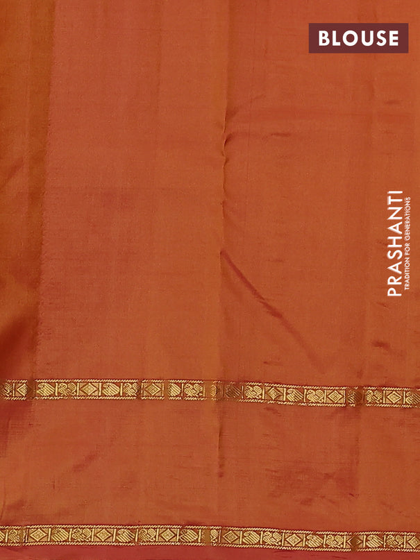 Pure kanchipuram silk saree mustard yellow and dual shade of pink with zari woven buttas and rettapet zari woven paisley butta border