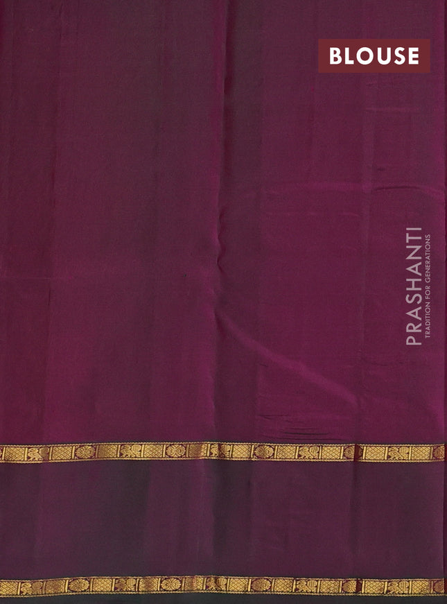 Pure kanchipuram silk saree reddish pink and dual shade of purple with zari woven buttas and rettapet zari woven annam butta border