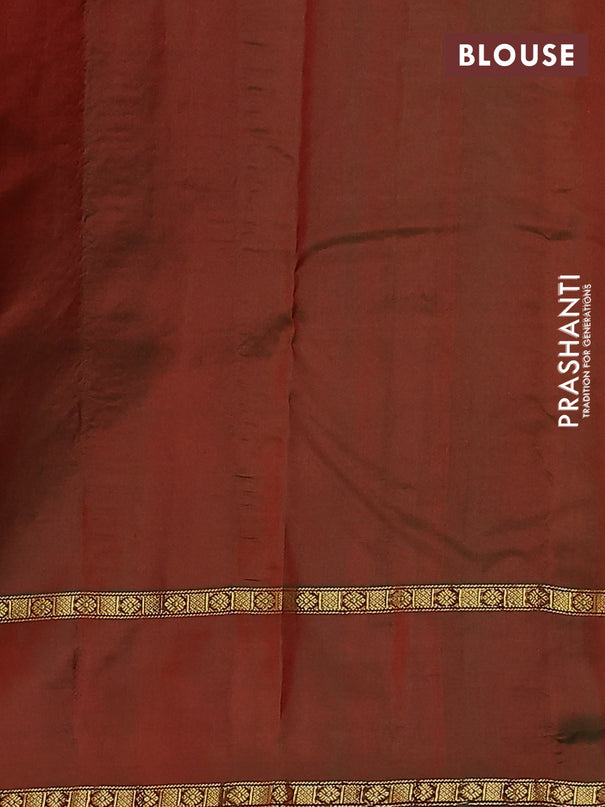 Pure kanchipuram silk saree orange and green with zari woven buttas and rettapet zari woven paisley butta border