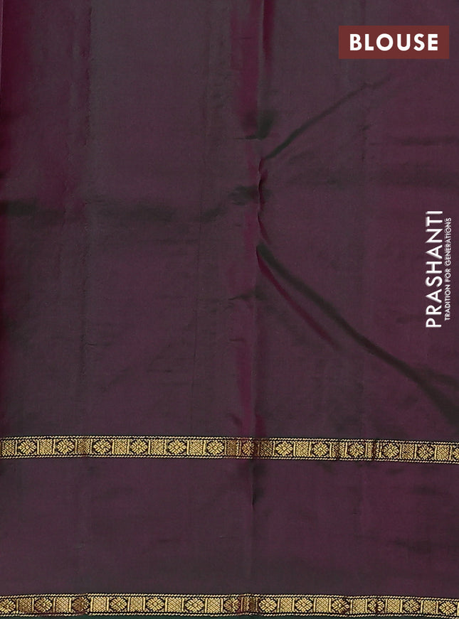 Pure kanchipuram silk saree magenta pink and dual shade of greenish maroon with zari woven buttas and rettapet zari woven paisley butta border