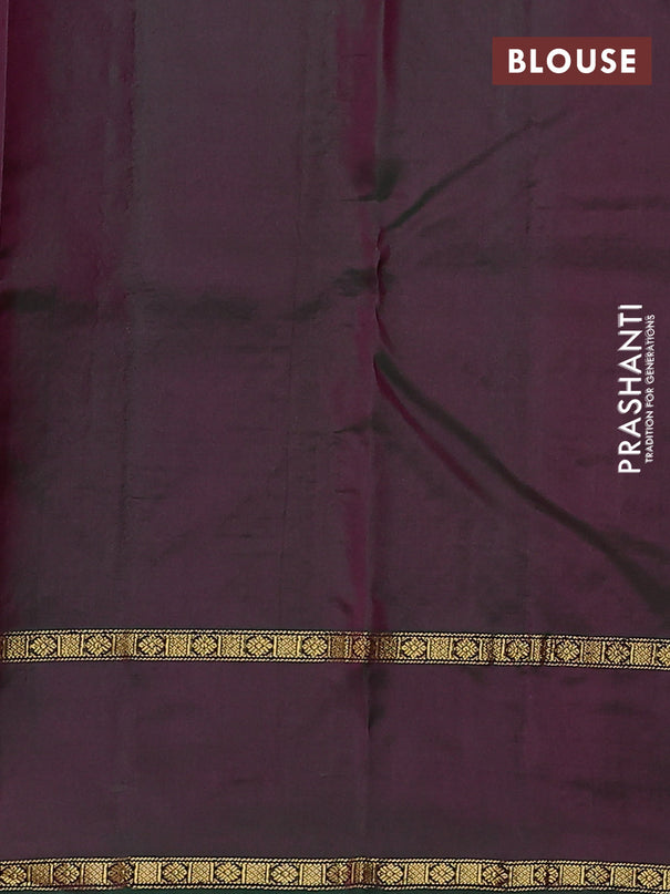 Pure kanchipuram silk saree magenta pink and dual shade of greenish maroon with zari woven buttas and rettapet zari woven paisley butta border