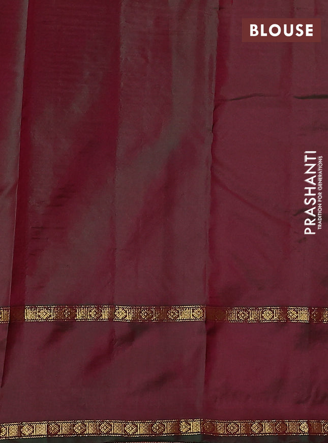 Pure kanchipuram silk saree sunset orange and dual shade of greenish maroon with zari woven buttas and rettapet zari woven paisley butta border