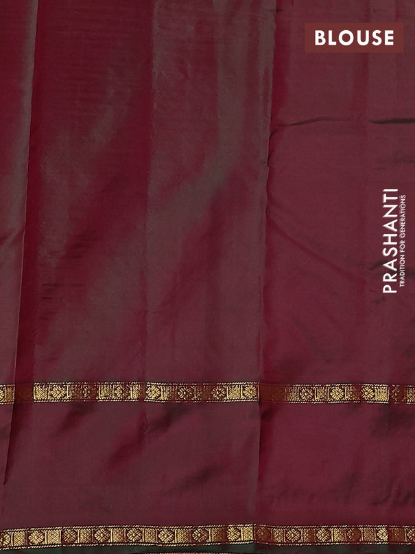 Pure kanchipuram silk saree sunset orange and dual shade of greenish maroon with zari woven buttas and rettapet zari woven paisley butta border