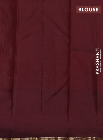 Pure kanchipuram silk saree pista green and wine shade with zari woven buttas and simple zari woven border