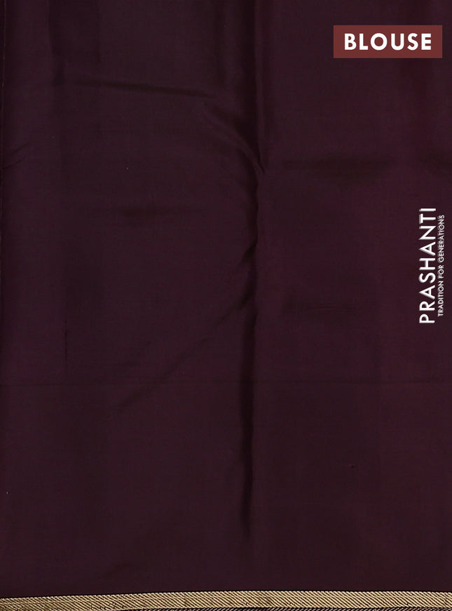 Pure kanchipuram silk saree teal blue and coffee brown with zari woven buttas and simple zari woven border